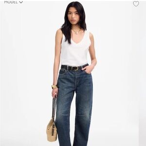 Madewell Dark Blue Darted Barrel Jeans